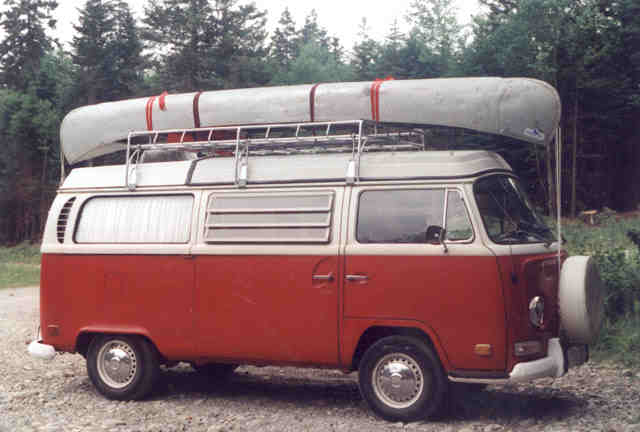 canoe mounted on rack